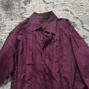 Robert Graham Red Notched Collar Dress Shirt